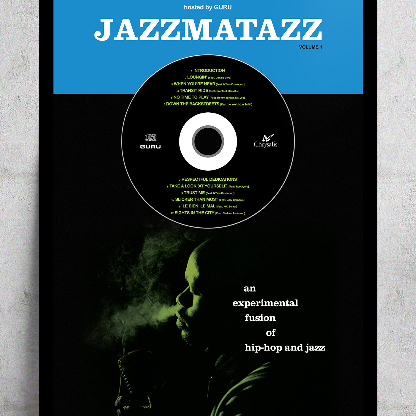 GURU 'JAZZMATAZZ VOL. 1' FRAMED CD ALBUM PLAQUE
