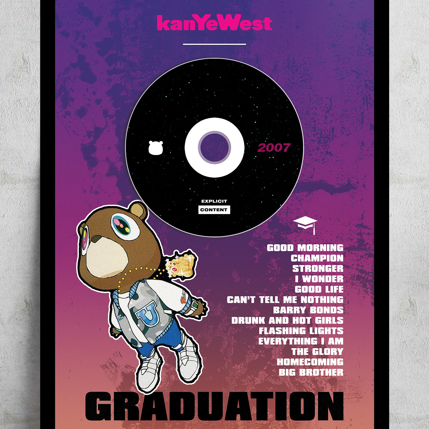KANYE WEST 'GRADUATION' FRAMED CD ALBUM PLAQUE