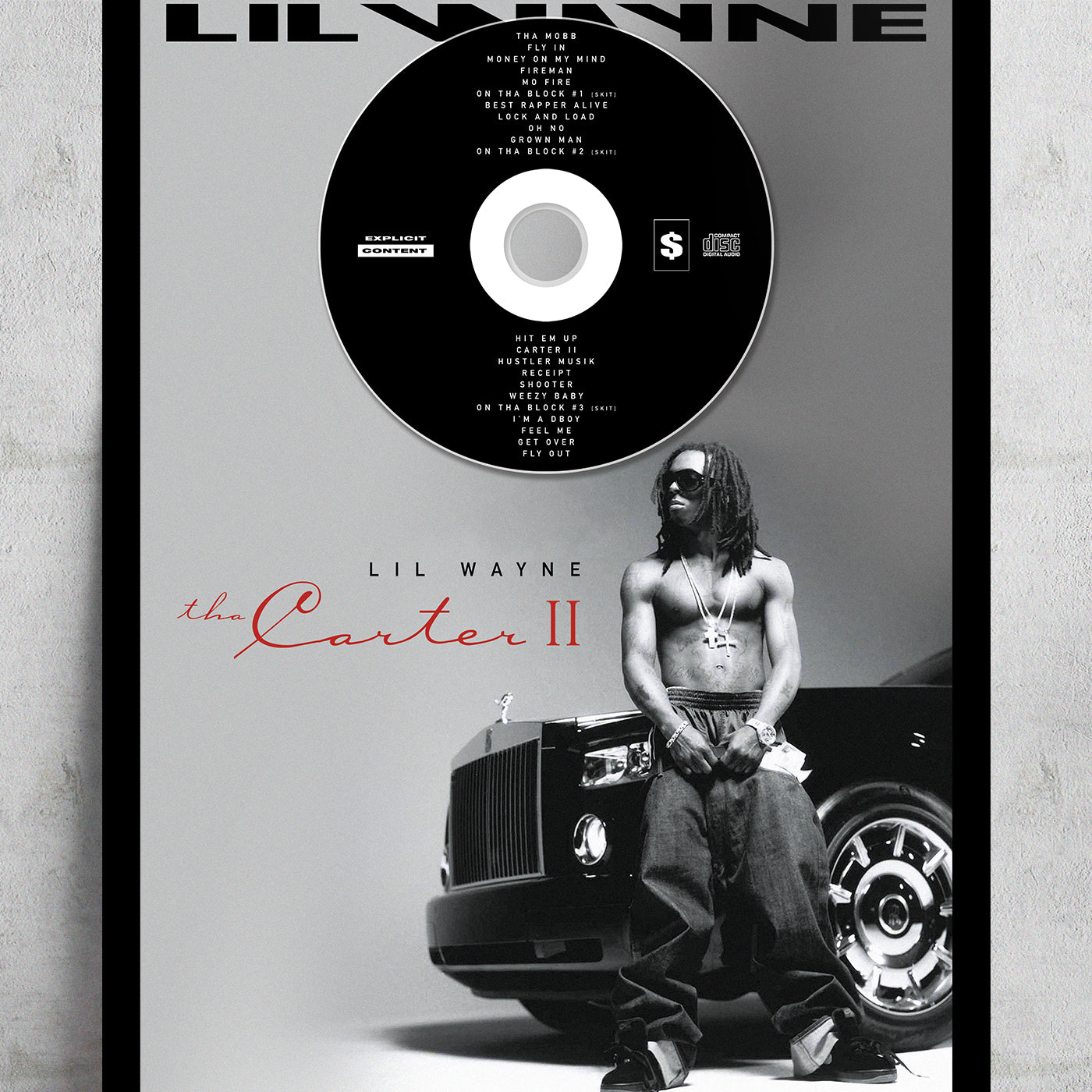 LIL WAYNE 'THA CARTER ll' FRAMED CD ALBUM PLAQUE